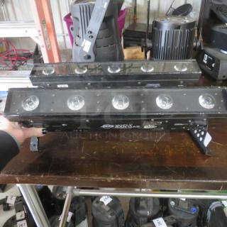 ADJ Wifly Bar QA5 wash light; features 5 LED lenses, sturdy construction, used condition, visible brand and model markings.