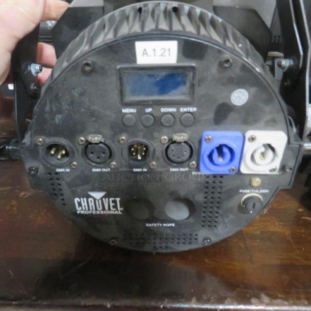 Chauvet Color Dash LED Wash Light, 110-120 Volt, features menu and power controls. Marked "A.1.21," in good condition.