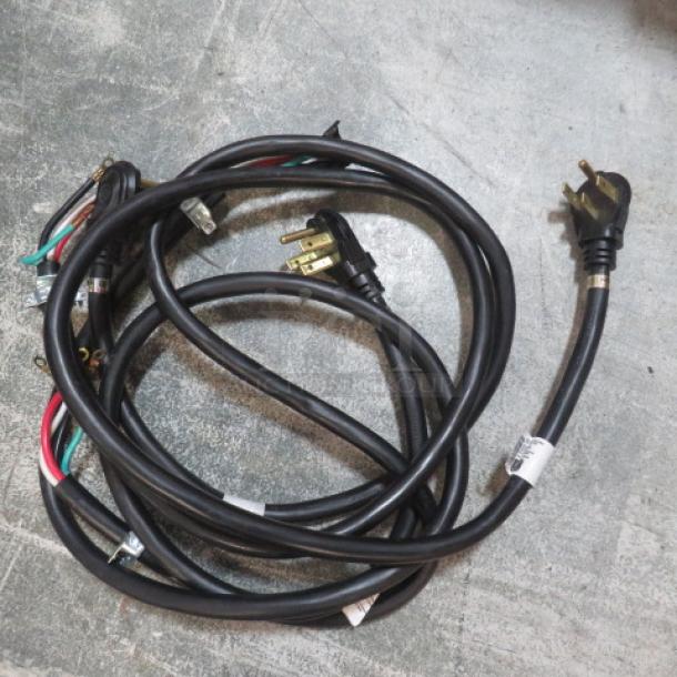 NEW Cord 3XBID, black, multiple wires, three-prong plug, tags indicate model, unused condition.