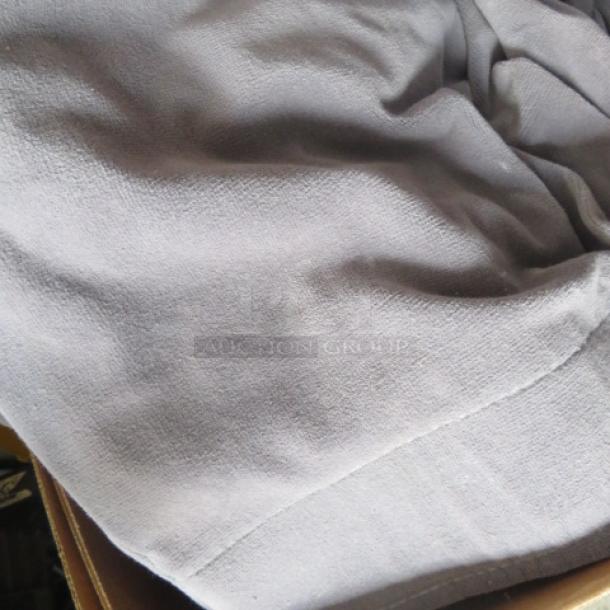 Heavy duty flame retardant gray velvet stage curtains, 8ft x 11.9ft, 2XBID, in excellent condition.