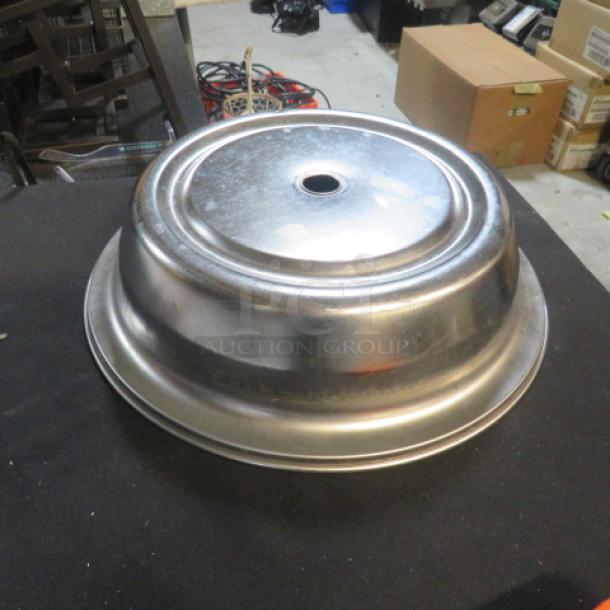 One Lot Of 25 stainless steel 11-inch plate covers, durable, polished finish, suitable for commercial use.