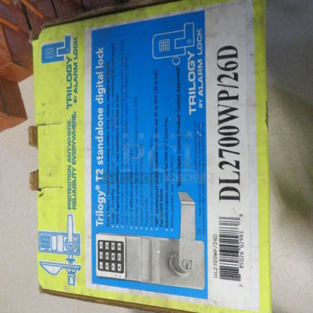 New Trilogy T2 Digital Lock, model DL2700WP/26D, in original packaging. Item priced at $490.28.