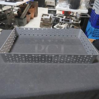 FOH Rectangle Buffet Display Holder, Model BHO066BC120, 20x12x2.75 inches, metal with perforated design, auction item.