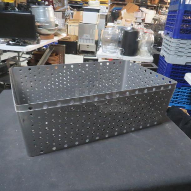 FOH Rectangle Buffet Display Holder, Model BHO070BC120, stainless steel, perforated design, 20x12x6 inches, new.