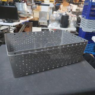 FOH Rectangle Buffet Display Holder, Model BHO070BC120, stainless steel, perforated design, 20x12x6 inches, new.