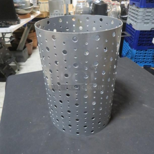 FOH round buffet display riser, 8.5x12 inches, perforated metal, excellent condition, ideal for catering displays.