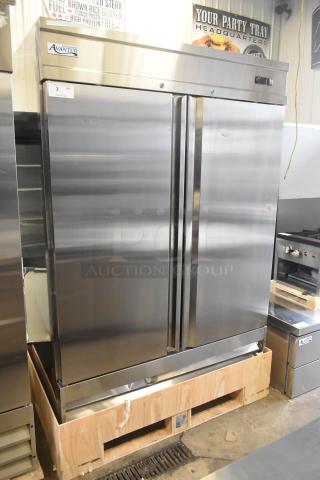 Brand new Avantco 178SS2FHC commercial 2-door reach-in freezer. Stainless steel, 115V, 1 phase, scratch and dent condition.