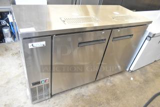 Brand new Avantco 178UDD60HCS double tap kegerator, stainless steel, 2 half-keg capacity, slight scratches, 115V, 1 phase.