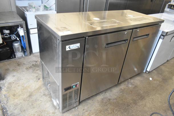 Brand new Avantco 178UDD60HCS double tap kegerator, stainless steel, scratch and dent, holds two 1/2 kegs, 115V, 1 phase.