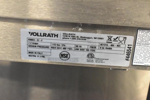 BRAND NEW Vollrath VBBD3-37-F commercial beverage dispenser, 3.17-gallon bowls, fountain spray circulation, 115V, scratch and dent condition, Made in Italy, NSF certified.