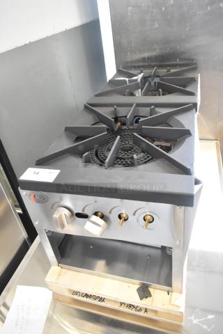 BRAND NEW Cooking Performance Group CPG-DSPR-L stock pot range, 160,000 BTU, liquid propane, minor scratches, Model 351CPGDSPRL.