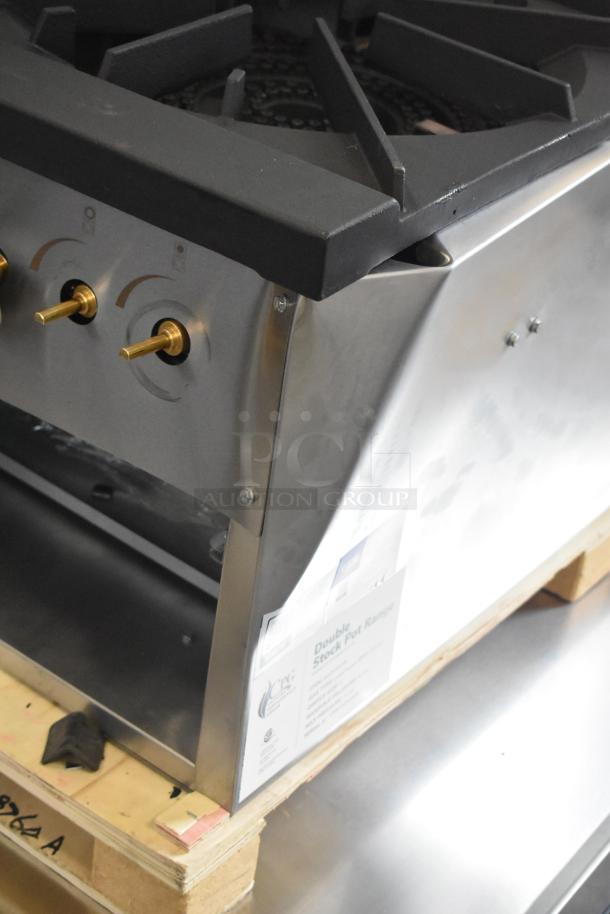 BRAND NEW SCRATCH AND DENT Cooking Performance Group CPG-DSPR-L Propane Stock Pot Range, 160,000 BTU, visible scratches.