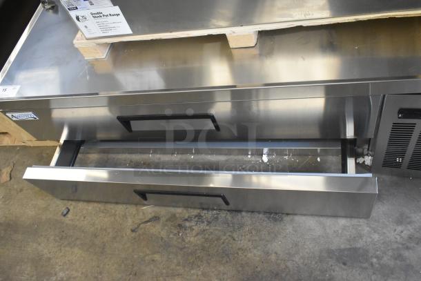 Brand new Avantco 178CBE60HC commercial 2-drawer chef base. Features 115V, 1 phase, with commercial casters. Scratch and dent.