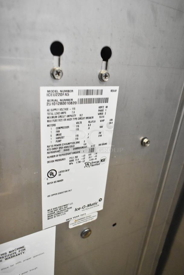 BRAND NEW Ice-O-Matic ICEU220FA5 Commercial Ice Machine, 238 lb. capacity, 70 lb. bin, 115V, full dice cubes.