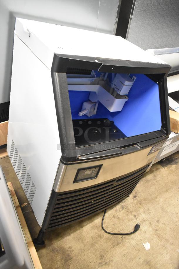 Avantco 194UCH160A undercounter ice machine, 160 lb capacity, 115V, 1 phase, new scratch and dent, open interior, control panel.