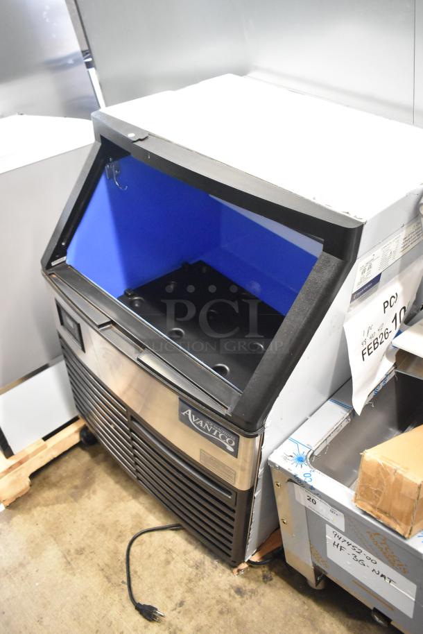 Brand new Avantco 194UCH160A undercounter ice machine, 160 lb capacity, 115 volts. Scratch and dent condition, visible markings.