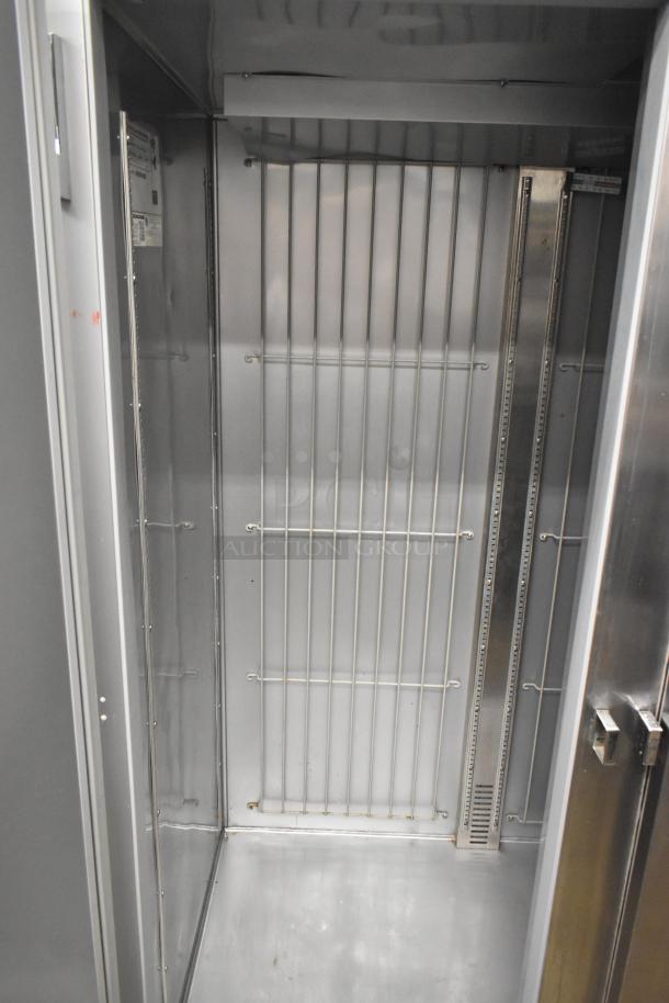 Beverage Air HR2-1S commercial 2-door reach-in cooler interior, stainless steel, on casters, 115V, 1 phase, excellent condition.