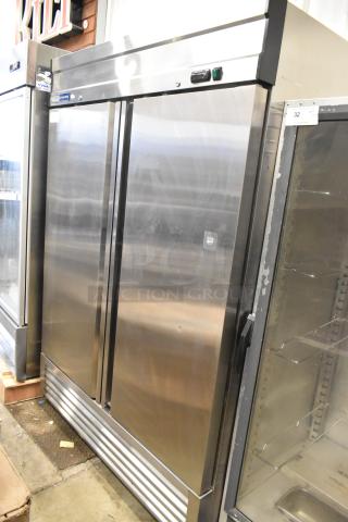 Kratos model 68K-774HC commercial 2-door reach-in freezer, stainless steel, on casters. 115 volts, 1 phase. 