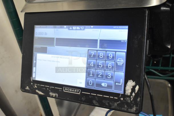 2017 Hobart HTi-7LH26 metal commercial countertop food scale, tested and working, with digital display, marks of wear.