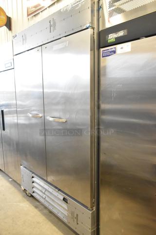 Beverage Air HBF49-1 commercial 2-door reach-in freezer on casters, stainless steel, 115V, 1 phase, excellent condition.