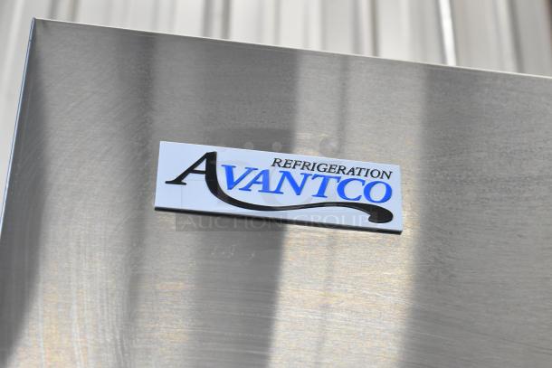 Avantco 178A49RHC Commercial Cooler, stainless steel, dual doors, on casters. Includes logo and model number plate.