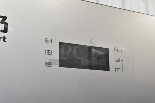 2021 COW800 commercial 2-door reach-in cooler control panel. Features auto, manual controls, and display screen.