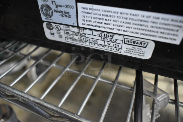 Hobart HTi-7LH4W metal food portioning scale, 2023 model, voltage details shown, tested and working condition.