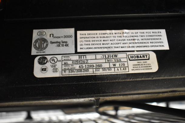 2024 Hobart HTi-7LH4W metal commercial countertop food portioning scale, 120/208-240 volts, tested and working.