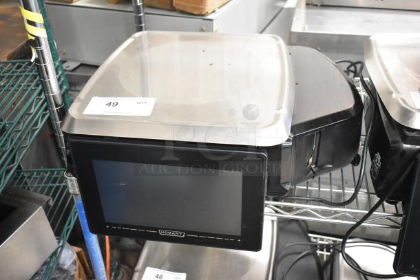 Hobart HTi-7LH4W metal commercial food portioning scale, brushed finish, touchscreen display, tested and working.