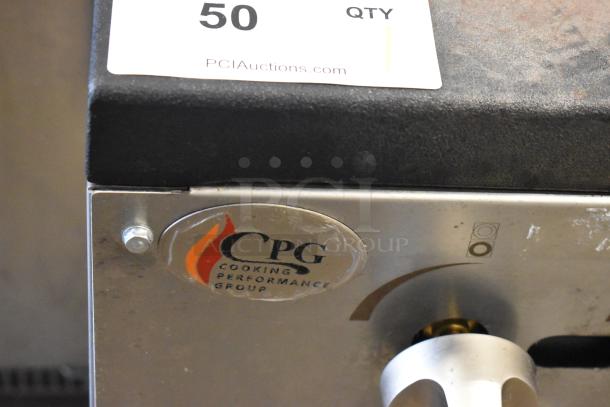 Cooking Performance Group stock pot range, model 351CPGDSPRN, with logo and PCI Auctions label. Natural gas, 160,000 BTU.