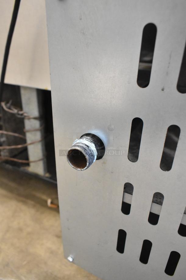 Cooking Performance Group 2 Burner Stock Pot Range, model 351CPGDSPRN, gas connection detail shown.