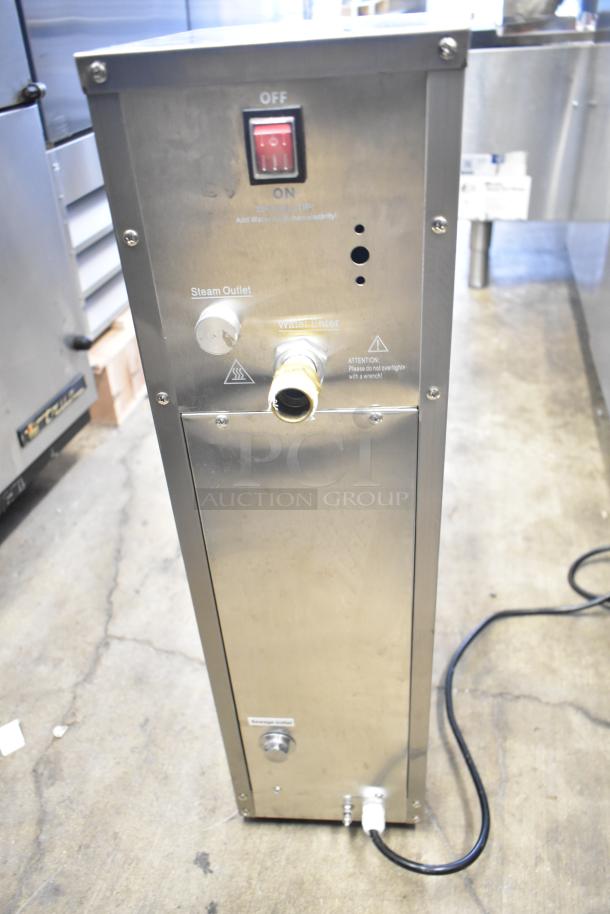 Wonder AMZ-B-20 commercial countertop hot water heater, 120 volts, 1 phase. Features steam and water outlets, with power switch.