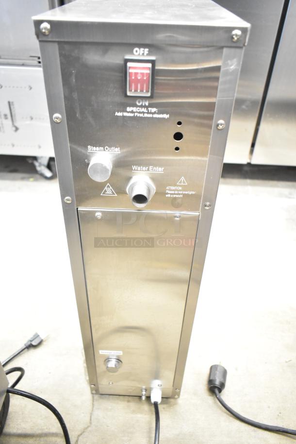 Wonder AMZ-B-20 Commercial Hot Water Dispenser, 120V, 1 Phase. Stainless steel exterior with on/off switch and steam outlet.