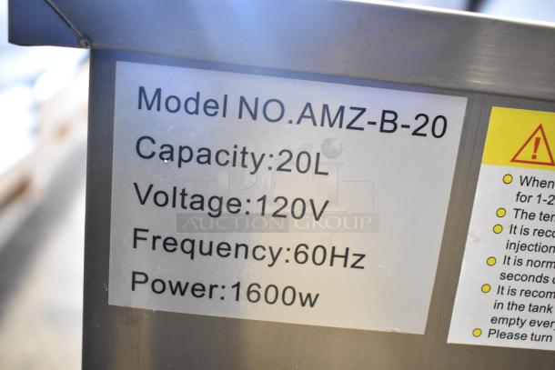 Wonder AMZ-B-20 Commercial Hot Water Heater, 20L capacity, 120V, 1600W, model label visible, excellent for countertops.