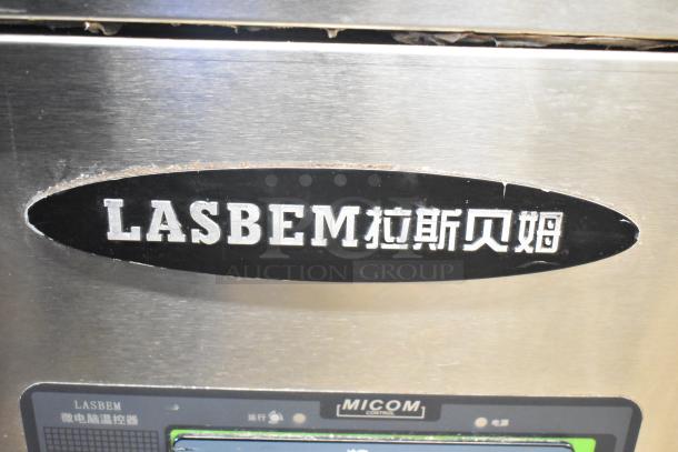 Lasbem HZ0.2L2-CPL prep table with bain marie, open top. 220V, 1 phase. Features Lasbem branding and controls label.