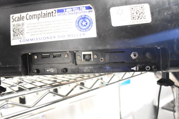 2017 Hobart HTi-7LH26 commercial scale with USB, Ethernet ports. Tested working, no power cord. Labels indicate compliance details.