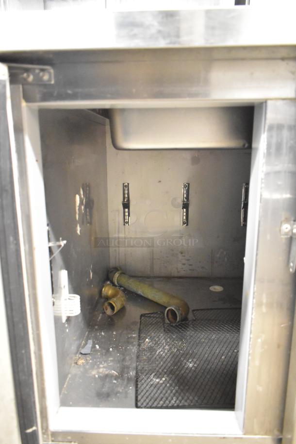 Lasbem HZ0.2L2-CPL prep table interior; stainless steel, shows signs of use; 220V, 1 Phase; condition requires cleaning.