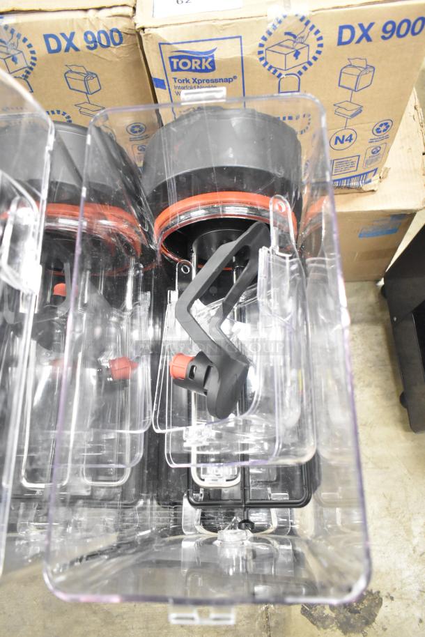 Brand new Narvon 378RBD5G3 beverage dispenser with triple 5-gallon bowls. 115 volts, 1 phase. Scratch and dent condition.