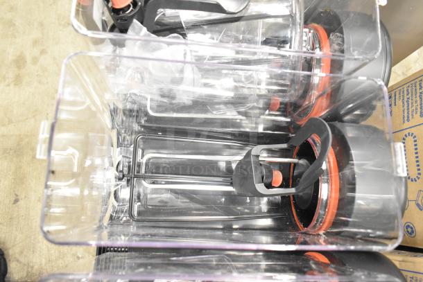 Brand new Narvon 378RBD5G3 Triple 5-Gallon Bowl Beverage Dispenser, 115V, 1 Phase, clear bowls, minor scratches.