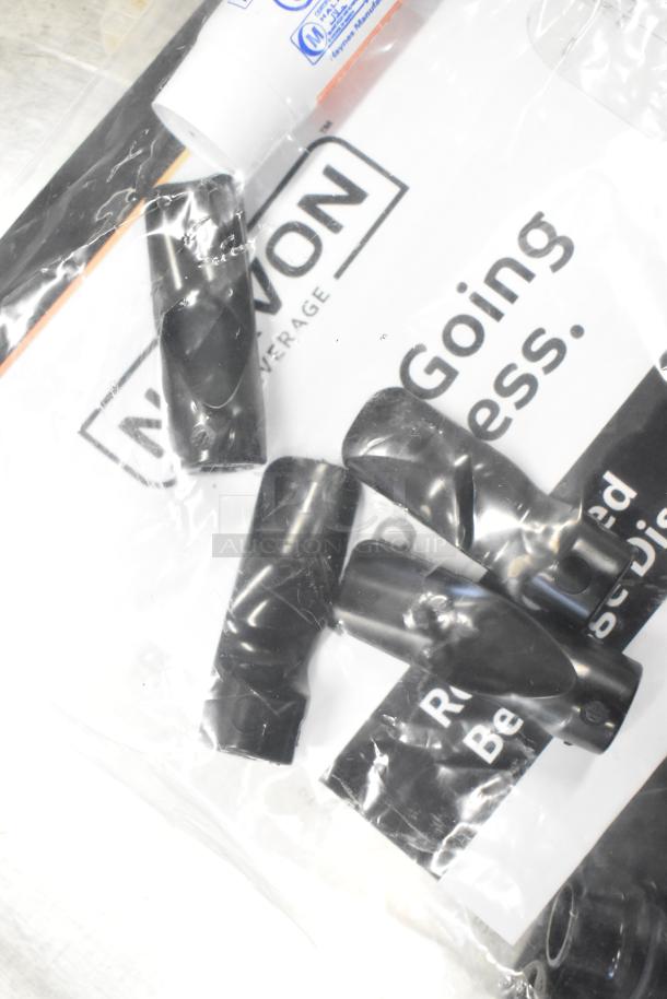 Bag of accessories for Narvon 378RBD5G3 Beverage Dispenser, featuring black spouts. Marked with Narvon branding.