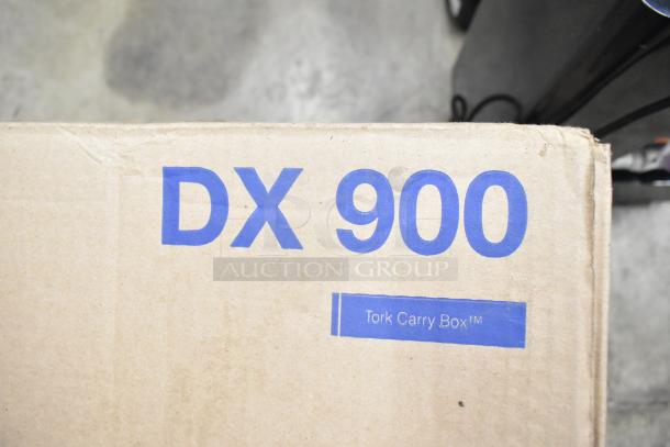 Box of Tork DX900 Xpressnap Interfold Napkins, part of auction lot including a Choice Deluxe lid and Zurn mop basin.