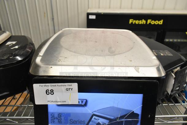 2017 Hobart HTs-LS26 metal commercial countertop food portioning scale. Tested, working, some surface wear visible.