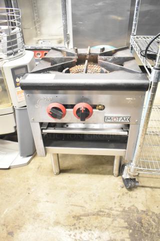 Motak Commercial Gas Single Burner Stock Pot Range, stainless steel, visible controls, used condition.