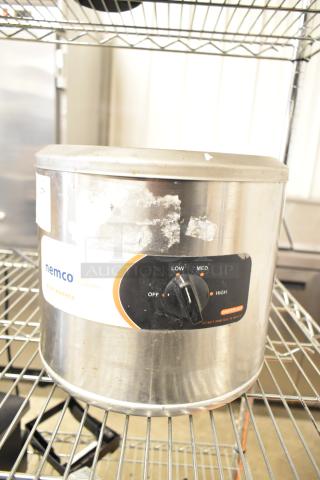2022 Nemco 6100A 7 Qt. Countertop Warmer, stainless steel, with adjustable heat settings. Visible wear on the exterior.