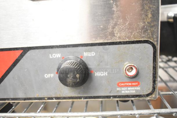 2017 Nemco 6055A Food Warmer, 120V, 1 Phase. Control knob with settings: Off, Low, Med, High. "Caution Hot" label visible.