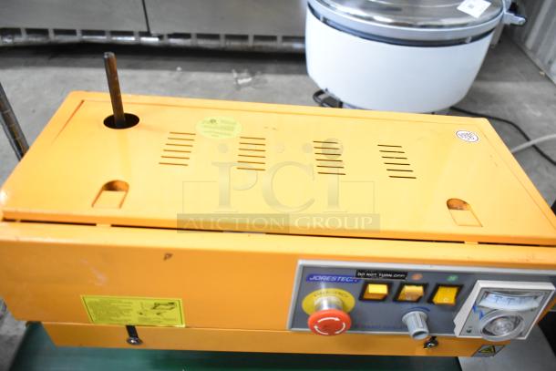 Jorestech CBS-630 countertop continuous band sealer, 110 volts, 1 phase, with control panel and emergency stop button.
