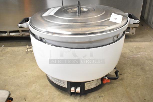 Emperors Select 478EGRC140LP propane gas rice cooker, 140 cup capacity, 24,000 BTU, stainless steel lid, good condition.