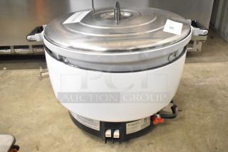 Emperors Select 478EGRC140LP propane gas rice cooker, 140 cup capacity, 24,000 BTU, stainless steel lid, good condition.