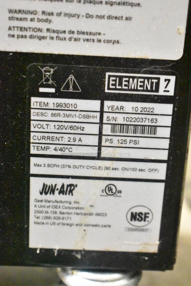 2022 Jun-Air 86R-3MN1-DSBHH Nitro Brew Nitrogen Generator, stainless steel, 120V, 1 phase, model label visible.