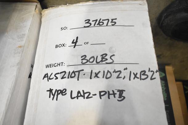 Box label for California Accent Lighting ALS210T Luminaire, box 4 of ?, weight 30 lbs, type LAZ-PH3.